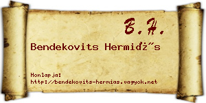 Bendekovits Hermiás névjegykártya